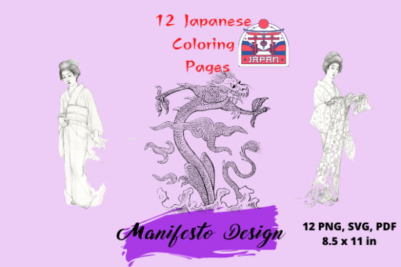 12 Unique Japanese Coloring Pages: Graphics & Amp