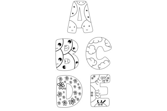 Coloring Letters a-E for Kids Crafts and Digital Products