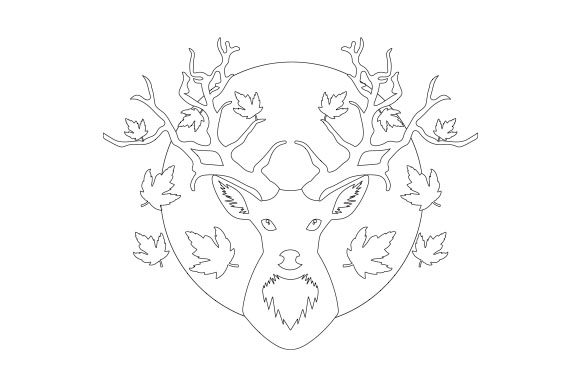 Deer Head with Tree Antlers: A Designer's Animal Crafts Asset