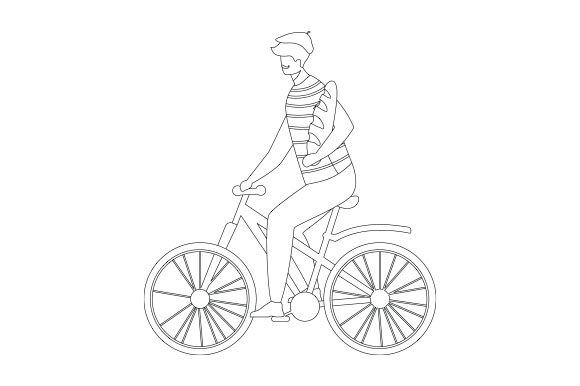 French Man on Bicycle with Baguette Coloring Page