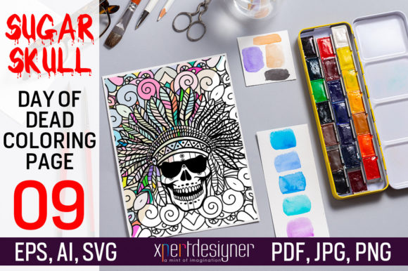 Sugar Skull Coloring Page 9 | Graphics & Coloring Pages Amp